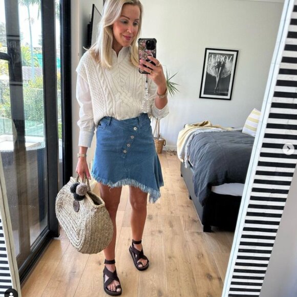 New Marques Almeida Asymmetrical Frayed Denim Mini Skirt size UK 8/ US 4 - Picture 2 of 13